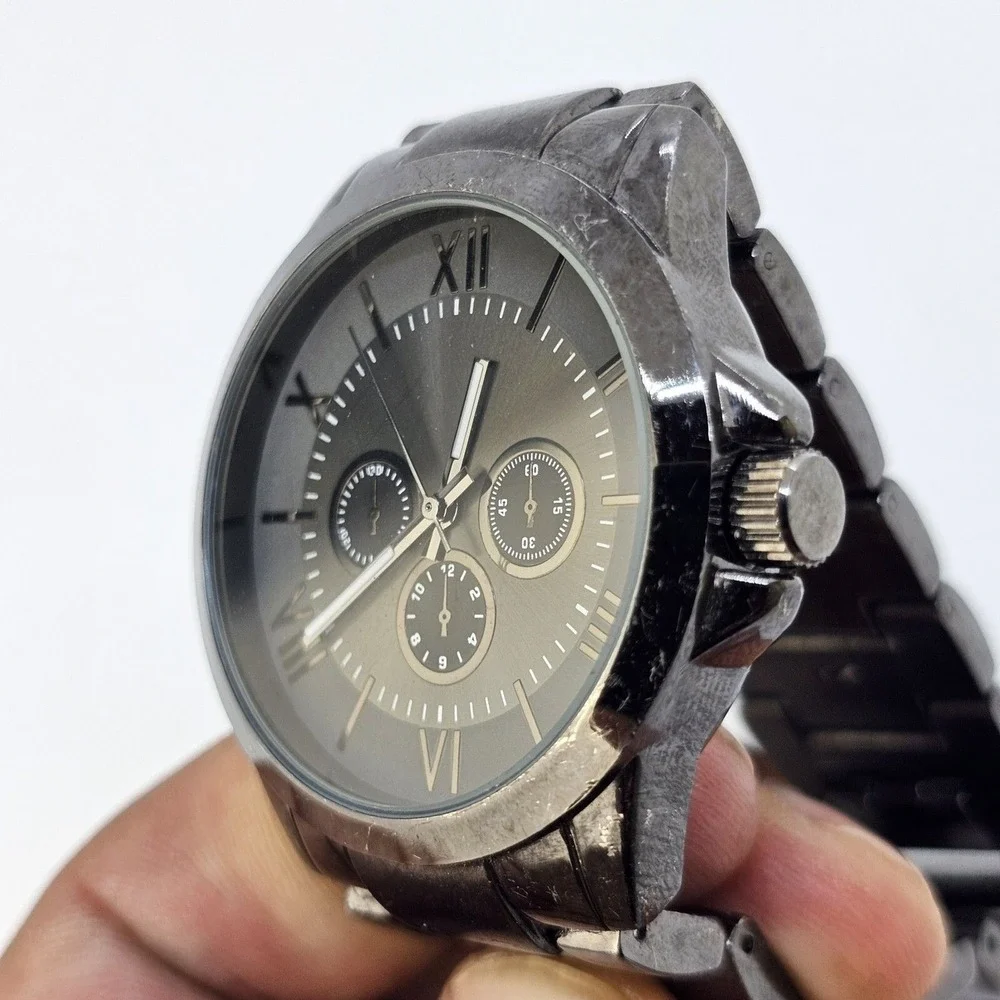 Men's Watch 40MM Dark Gray Case Dial Bracelet Bands 6.5